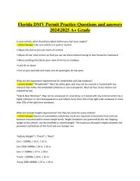 Florida DMV Permit Practice Questions and answers 2025\2026 A+