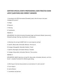 CERTIFIED SPECIAL EVENTS PROFESSIONAL (CSEP) PRACTICE EXAM LATEST QUESTIONS AND CORRECT A