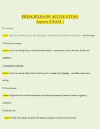 Principles of Accounting Exam 1 2025 | Practice Complete Questions & Answers PDF