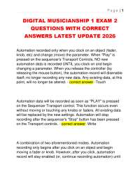 DIGITAL MUSICIANSHIP 1 EXAM 2 QUESTIONS WITH CORRECT ANSWERS LATEST UPDATE 2026