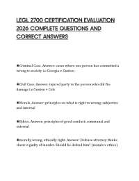 LEGL 2700 CERTIFICATION EVALUATION 2026 COMPLETE QUESTIONS AND CORRECT ANSWERS