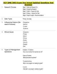 UCF QMB 3602 Exam One Actual Updated Questions And Answers