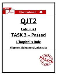 QJT2 Calculus I Task 3 (2026/2027) | L’Hôpital’s Rule | WGU (PDF)