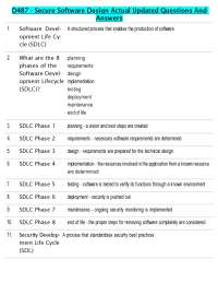 D487 - Secure Software Design Actual Updated Questions And Answers
