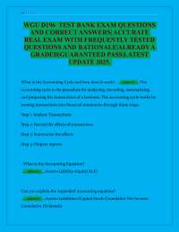 WGU D196 Accounting for Decision Makers: 2025/2026 Test Bank Questions and Full Answers