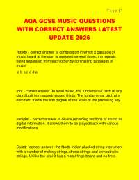 AQA GCSE MUSIC QUESTIONS WITH CORRECT ANSWERS LATEST UPDATE 2026