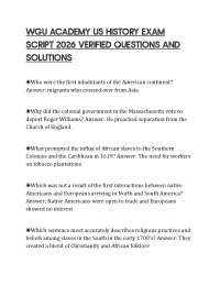 WGU ACADEMY US HISTORY EXAM SCRIPT 2026 VERIFIED QUESTIONS AND SOLUTIONS