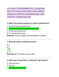 LA County Environmental Technician Written Exam – Questions and Correct Answers