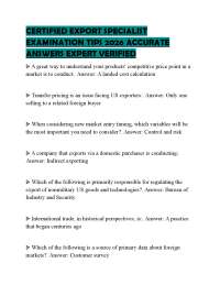 CERTIFIED EXPORT SPECIALIST EXAMINATION TIPS 2026 ACCURATE ANSWERS EXPERT VERIFIED