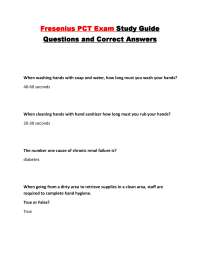 Fresenius PCT Exam Study Guide Questions and Correct Answers