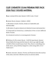 CLEP CHEMISTRY EXAM PREMIUM PREP PACK 2026 FULLY SOLVED MATERIAL