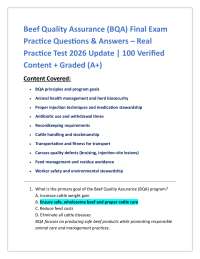 Beef Quality Assurance (BQA) Final Exam Practice Questions & Answers – Real Practice Tes