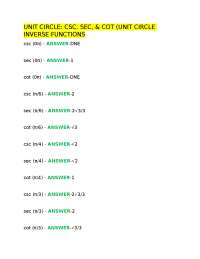 UNIT CIRCLE: CSC, SEC, & COT (UNIT CIRCLE INVERSE FUNCTIONS