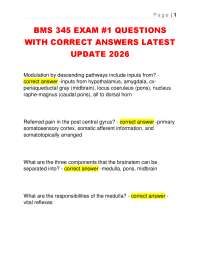 BMS 345 EXAM #1 QUESTIONS WITH CORRECT ANSWERS LATEST UPDATE 2026