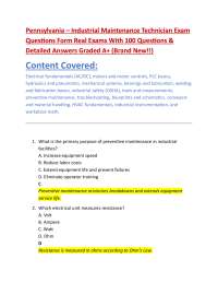 Pennsylvania – Industrial Maintenance Technician Exam Questions Form Real Exams With 100 Q