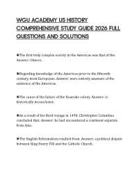 WGU ACADEMY US HISTORY COMPREHENSIVE STUDY GUIDE 2026 FULL QUESTIONS AND SOLUTIONS