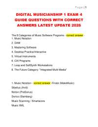 DIGITAL MUSICIANSHIP 1 EXAM 4 GUIDE QUESTIONS WITH CORRECT ANSWERS LATEST UPDATE 2026