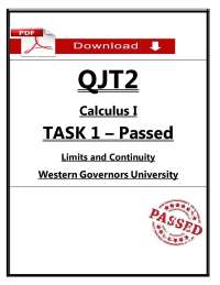 QJT2 Calculus I Task 1 (2026/2027) | Limits & Continuity | WGU (PDF)