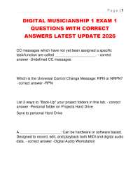 DIGITAL MUSICIANSHIP 1 EXAM 1 QUESTIONS WITH CORRECT ANSWERS LATEST UPDATE 2026