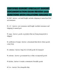 CERTIFIED EXPORT SPECIALIST EXPORT DOCUMENTATION EXAM REVIEW 2026 QUESTIONS WITH SOLUTIONS