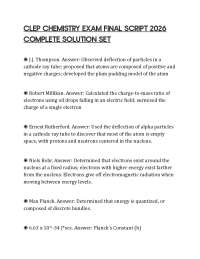 CLEP CHEMISTRY EXAM FINAL SCRIPT 2026 COMPLETE SOLUTION SET