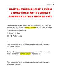 DIGITAL MUSICIANSHIP 1 EXAM 3 QUESTIONS WITH CORRECT ANSWERS LATEST UPDATE 2026