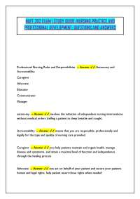 NUFT202 EXAM 1 STUDY GUIDE:NURSING PRACTICE & PROFESSIONAL DEVELOPMENT:QUESTIONS & ANSWERS