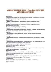 ASU MGT 300 NECK EXAM 1 FALL 2026 WITH 100% VERIFIED SOLUTIONS!!