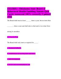 OLERE) - Oklahoma State Board of Behavioral Health Enabling Statute Quiz Cards| Answered