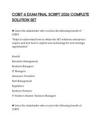 COBIT 6 EXAM FINAL SCRIPT 2026 COMPLETE SOLUTION SET