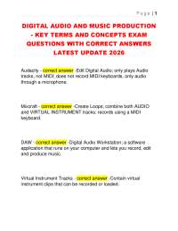 DIGITAL AUDIO AND MUSIC PRODUCTION - KEY TERMS AND CONCEPTS EXAM