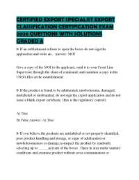 CERTIFIED EXPORT SPECIALIST EXPORT CLASSIFICATION CERTIFICATION EXAM 2026 QUESTIONS WITH S