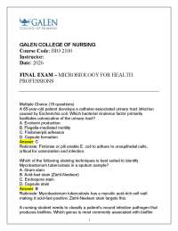 Galen College -BIO 2100 Complete Final Exam Review(With Solutions)2026