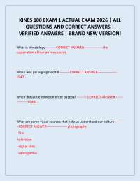 KINES 100 EXAM 1 ACTUAL EXAM 2026 | ALL QUESTIONS AND CORRECT ANSWERS | VERIFIED ANSWERS