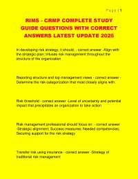 RIMS - CRMP COMPLETE STUDY GUIDE QUESTIONS WITH CORRECT ANSWERS LATEST UPDATE 2026