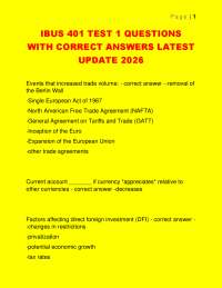 IBUS 401 TEST 1 QUESTIONS WITH CORRECT ANSWERS LATEST UPDATE 2026