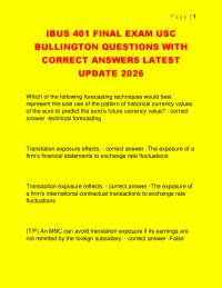 IBUS 401 FINAL EXAM USC BULLINGTON QUESTIONS WITH CORRECT ANSWERS LATEST UPDATE 2026