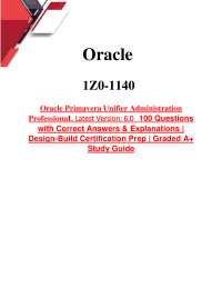 Oracle Primavera Unifier Administration ProfessionaL Latest Version: 6.0 100 Questions w