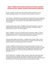 Exam II RNSG 2173 Evidenced Based Practice, Patient Centered Care, Safety, Quality Improve