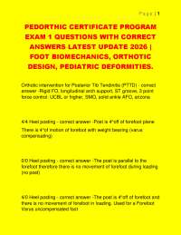 PEDORTHIC CERTIFICATE PROGRAM EXAM 1 QUESTIONS WITH CORRECT ANSWERS LATEST UPDATE 2026 |