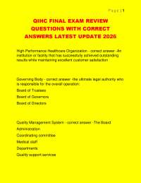 QIHC FINAL EXAM REVIEW QUESTIONS WITH CORRECT ANSWERS LATEST UPDATE 2026