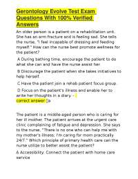 Gerontology Evolve Test Exam Questions With 100% Verified Answers