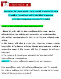 Pearson VUE Texas Life & Health Insurance Exam (2026 / 2027) | Insurance | PDF