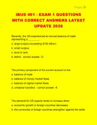 IBUS 401 - EXAM 1 QUESTIONS WITH CORRECT ANSWERS LATEST UPDATE 2026