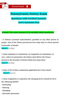 Pennsylvania Notary Exam (2026 / 2027) | Notary Public | PA (PDF)