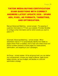 TIKTOK MEDIA BUYING CERTIFICATION EXAM QUESTIONS WITH CORRECT ANSWERS LATEST UPDATE 2026