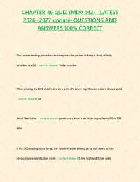 CHAPTER 46 QUIZ (MDA 142) {LATEST 2026 -2027 update} QUESTIONS AND ANSWERS 100% CORRECT