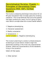 Gerontological Nursing: Chapter 1 - Principles of Gerontology Exam Questions With 100% Ver