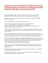 SnowPro Core Certification (COF-C03) Practice Exam 4 Questions And Correct Answers (Verif