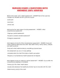 NURS263 EXAM 1 QUESTIONS WITH ANSWERS 100% VERIFIED.